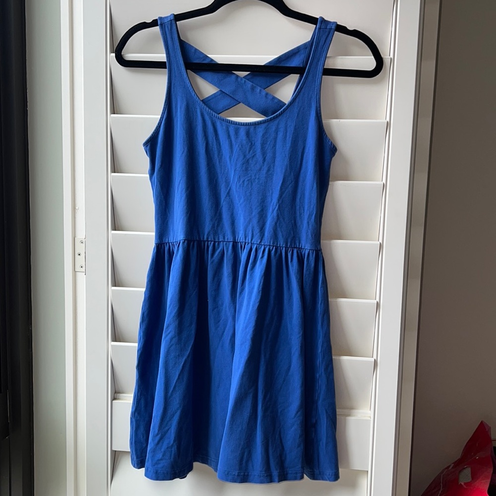 Blue stretchy cotton sundress
